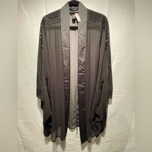 Victoria's Secret Black Sheer Kimono Style Robe with Sequins